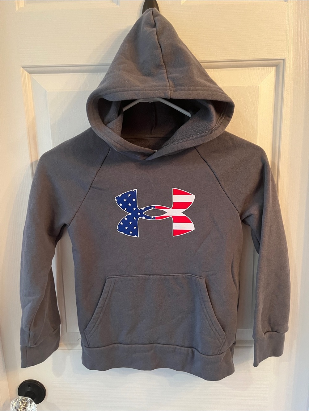 Under Armour Gray Hoodie with American Flag Logo